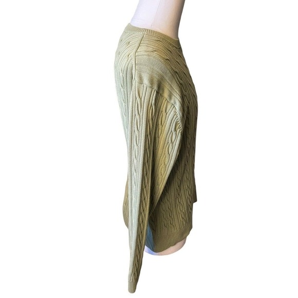 Roundtree & Yorke Men's Sage Green Sweater Size Large Cable Knit 100% Cotton - Picture 6 of 6